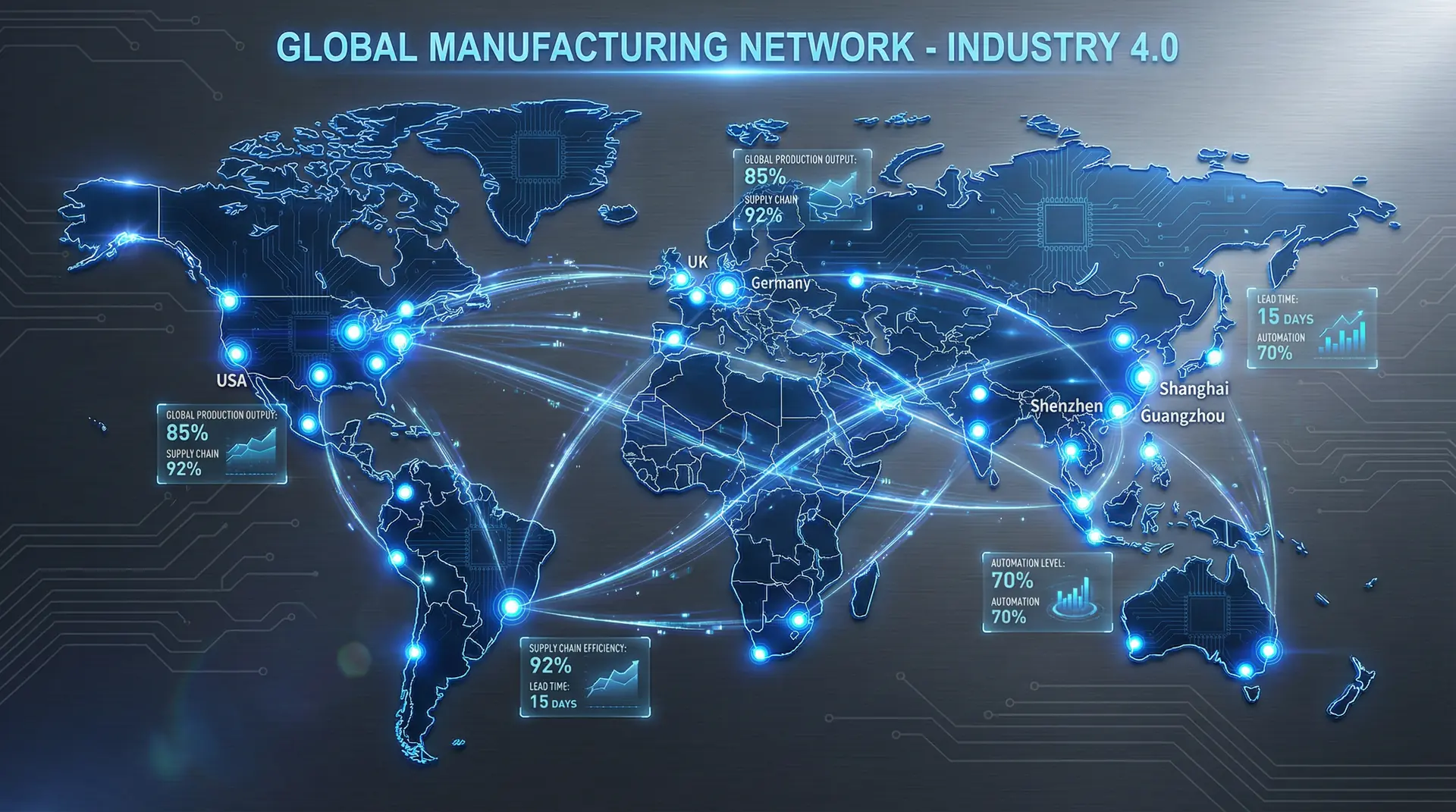 全球制造业网络分布地图 - 吃瓜大赛